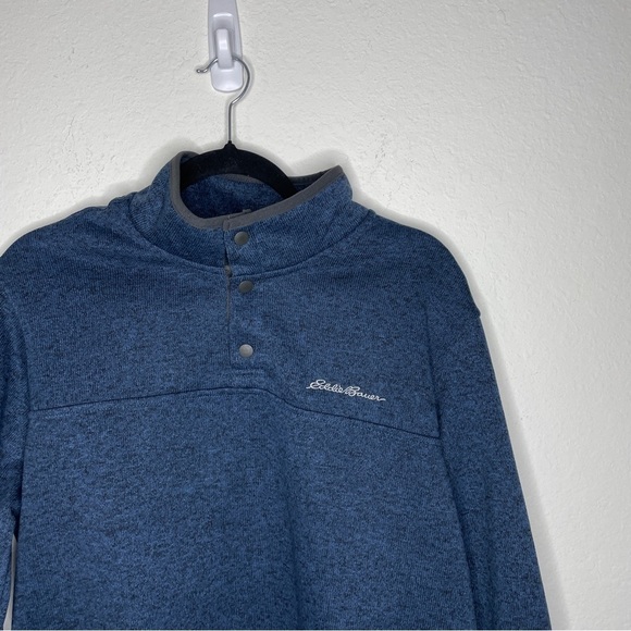 Eddie Bauer Mens Radiator Fleece Snap Front Sweater Size XL Blue Heather - Picture 2 of 6